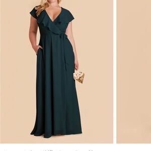 Birdy Grey Chiffon Emerald bridesmaid dress 1x, no alterations